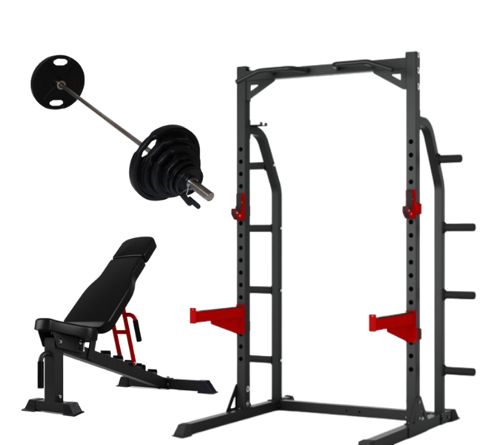 Peak Fitness Half Rack m. 95kg sort 50 mm vgtst