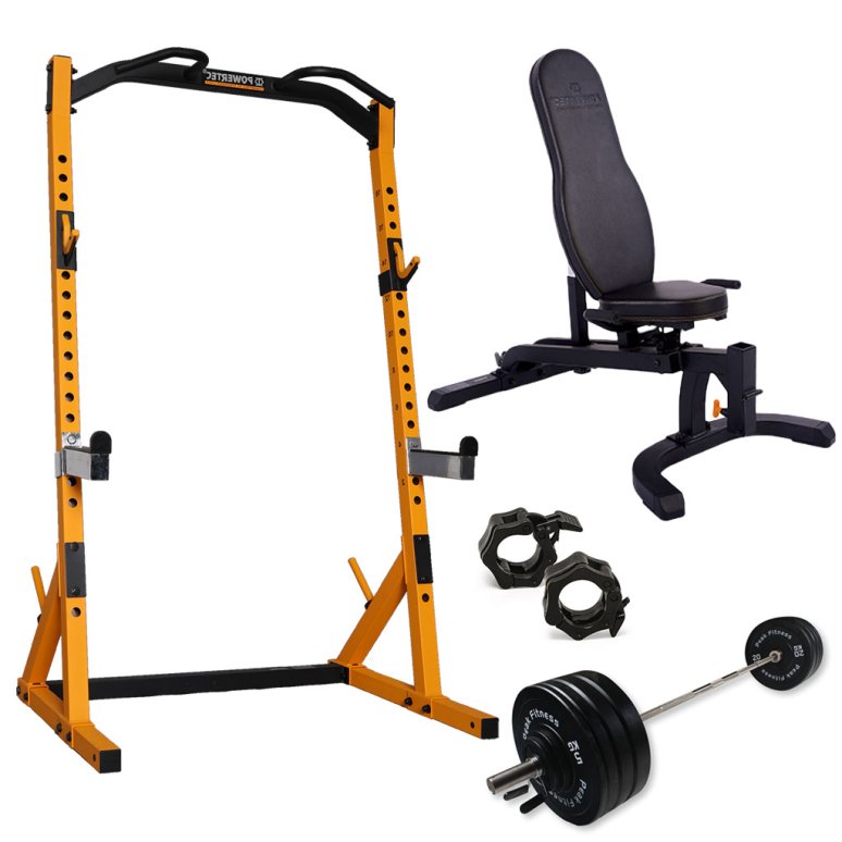 Powertec Half Rack Yellow trningsst m. 125 kg. Bumper vgtst