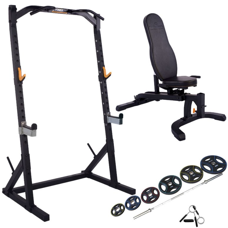 Powertec Half Rack Black trningsst m. 95 kg 50 mm PU vgtst