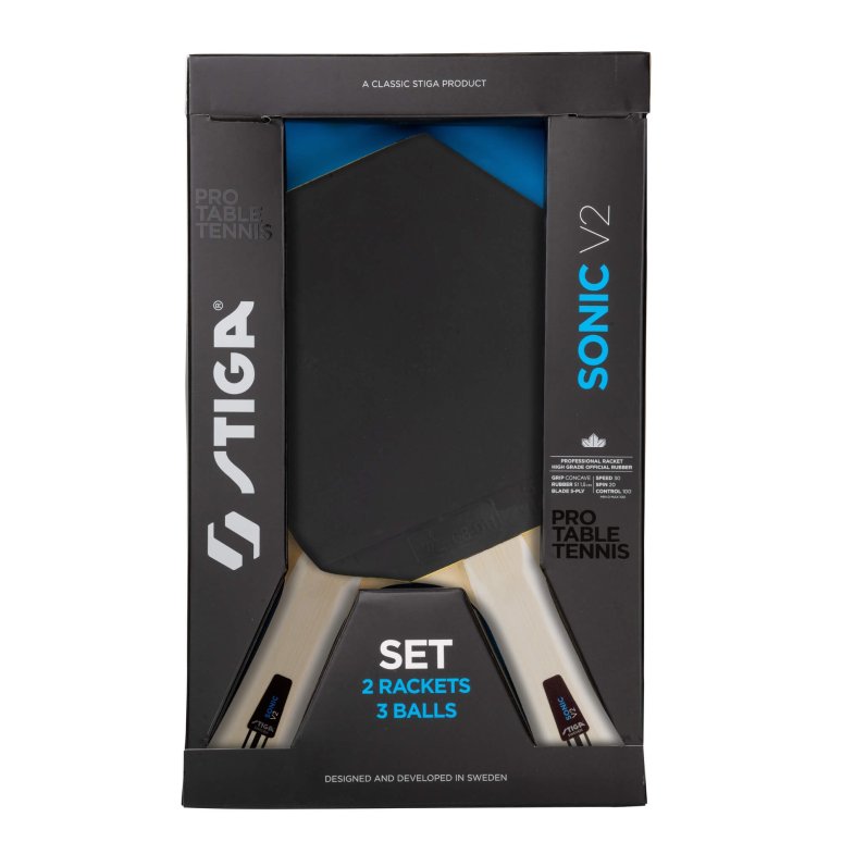 Stiga Sonic set V2 - 2 bat & 3 bolde